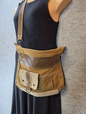 Myra Bag Brown Canvas & Leather Crossbody